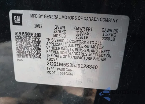 2018 Cadillac Xts Luxury из США, поврежденный, VIN 2G61M5S35J9128340